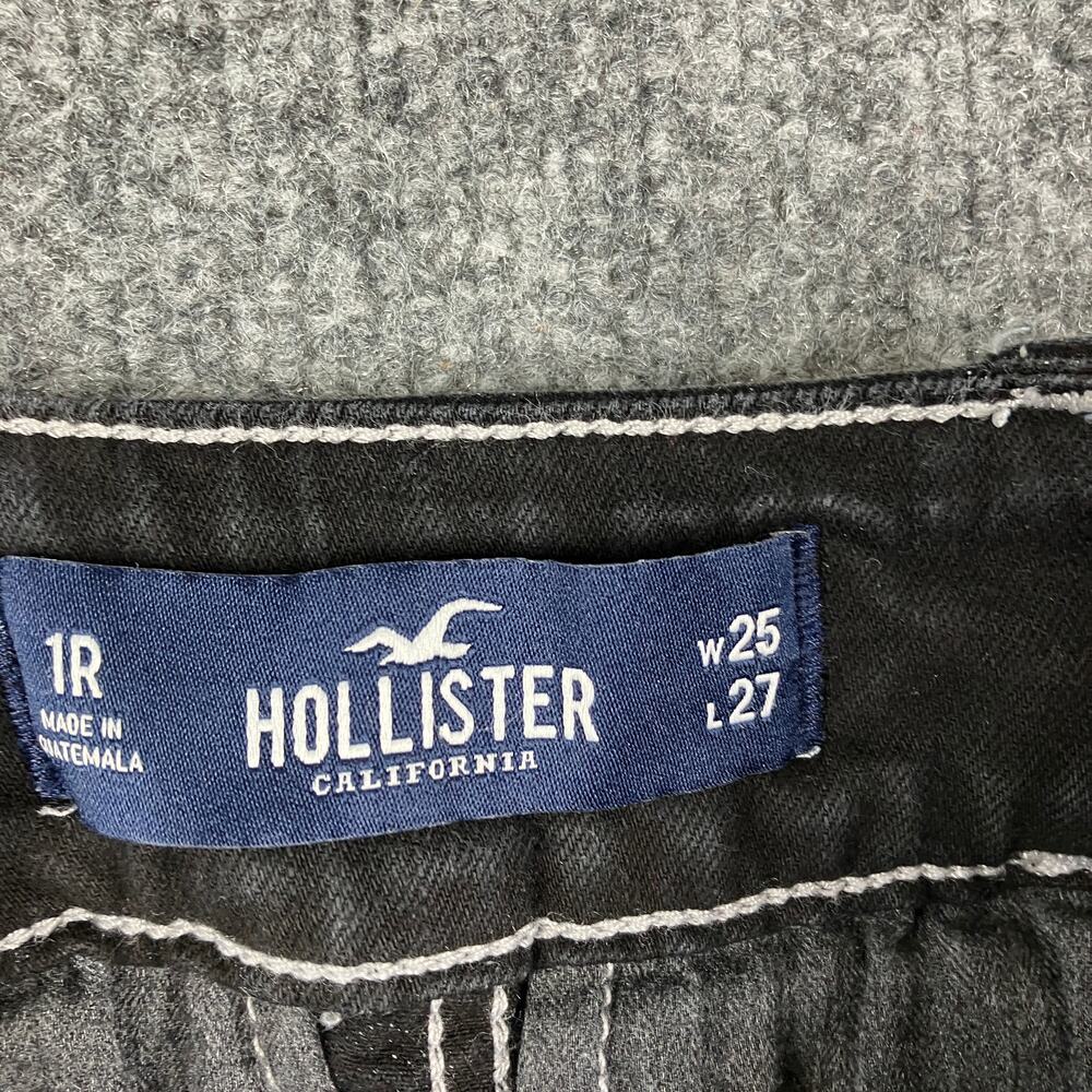 Hollister High Rise Jeans Womens 25x27 Black Wide Leg Frayed Hem Casual - Picture 6 of 10